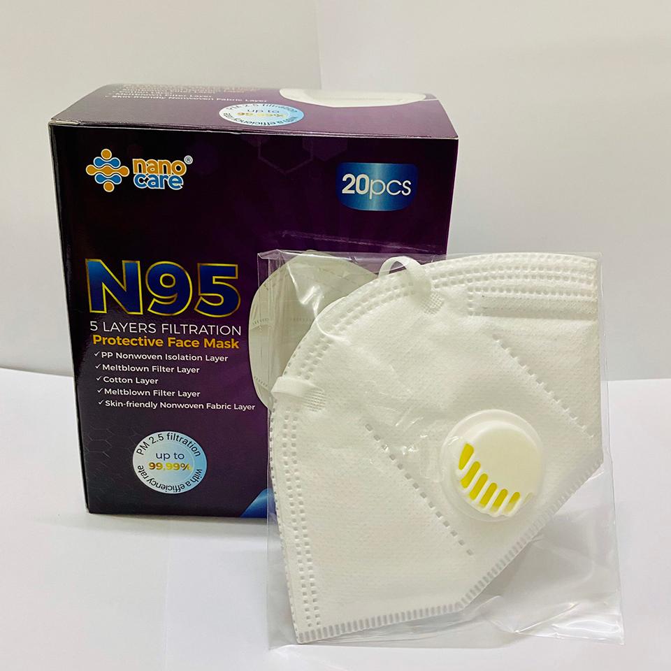 Khẩu trang Nanocare N95 (5 lớp, 3D, có van thở)